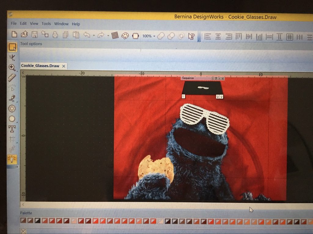 Crystal Works - Laying out Cookie Monster's Bling