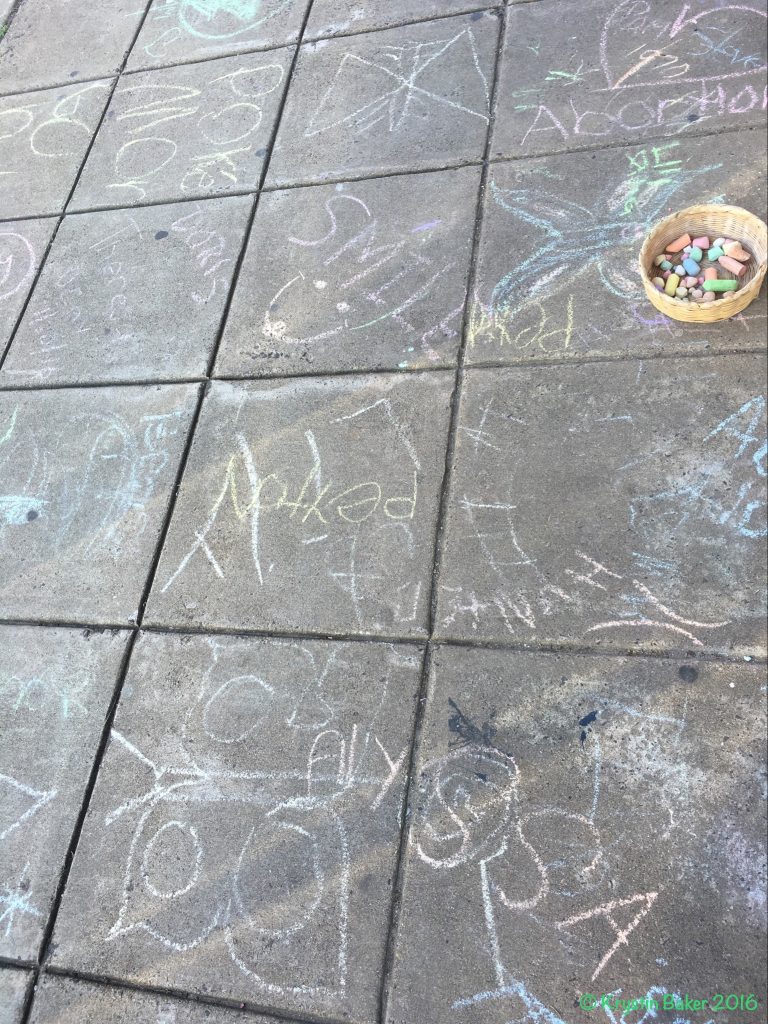sidewalk chalk and decorated sidewalk